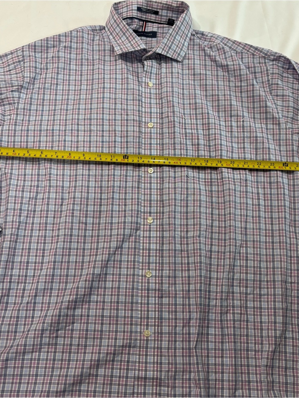 Tommy Hilfiger Men's Stretch Shirt Wrinkle Resistant Purple Blue Check Sz 2XL - Picture 7 of 9